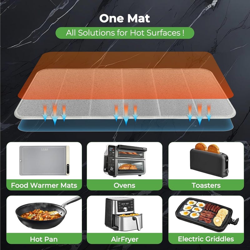 FYY Heat-Resistant Mat for Food Warming Mats - 35.4×15.4 inch Tables Protected, Up to 50% Temperature Block, Foldable and Space-Saving, Waterproof, Oil-Resistant (Not Include Food Warming Mat) - Image 5